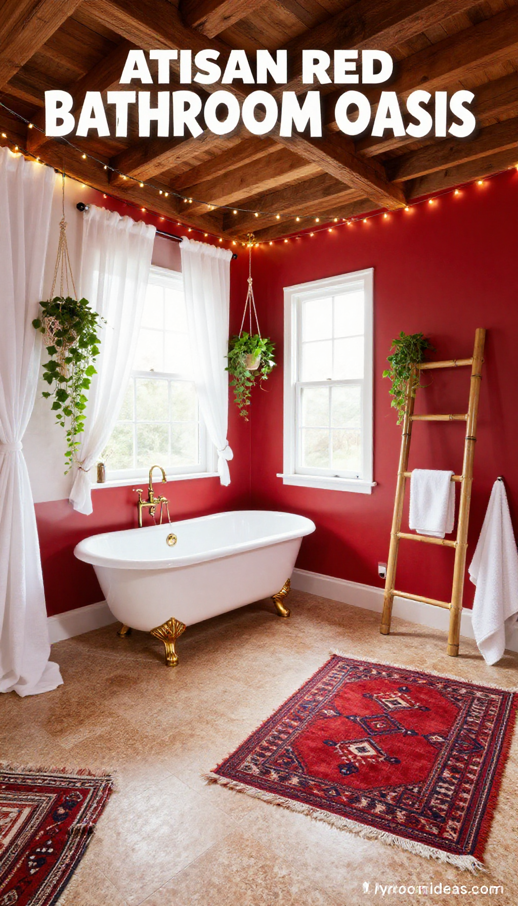 Artisan Craftsman Bathroom Oasis: Cork & Linen DIY Accents, Fairy Lights