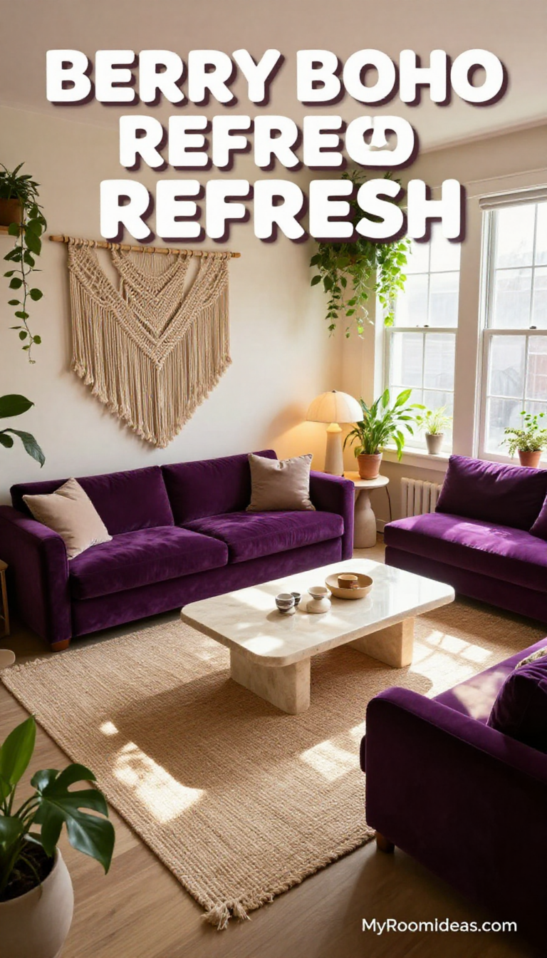 Bohemian Chic Studio Apartment Living Room Refresh - Soapstone Coffee Table & Jute Macrame Wall Hanging