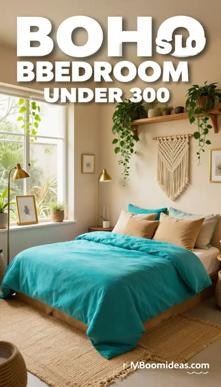 Boho Studio Bedroom Oasis - Chenille Bedding & Trailing Pothos (Under $300!)