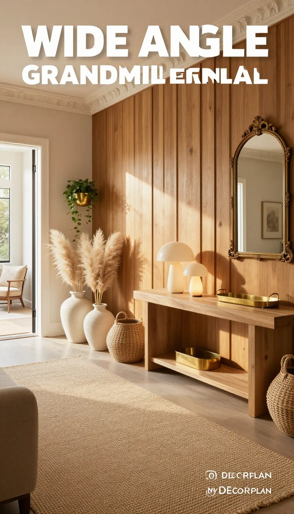 Breezy Grandmillennial Entryway with Fluted Wood & Brass Accents