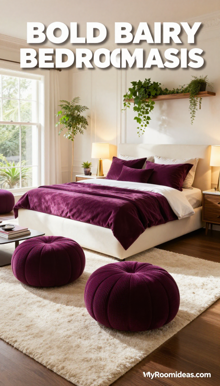 Compact Bedroom Oasis with Luxe Berry & Cream Accents