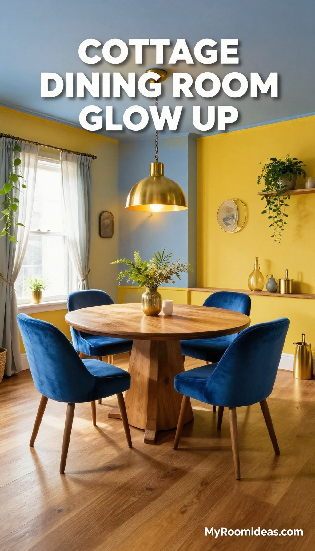 Cottage Dining Room Glow-Up: Butter Yellow Fluted Wood & Brass Accents