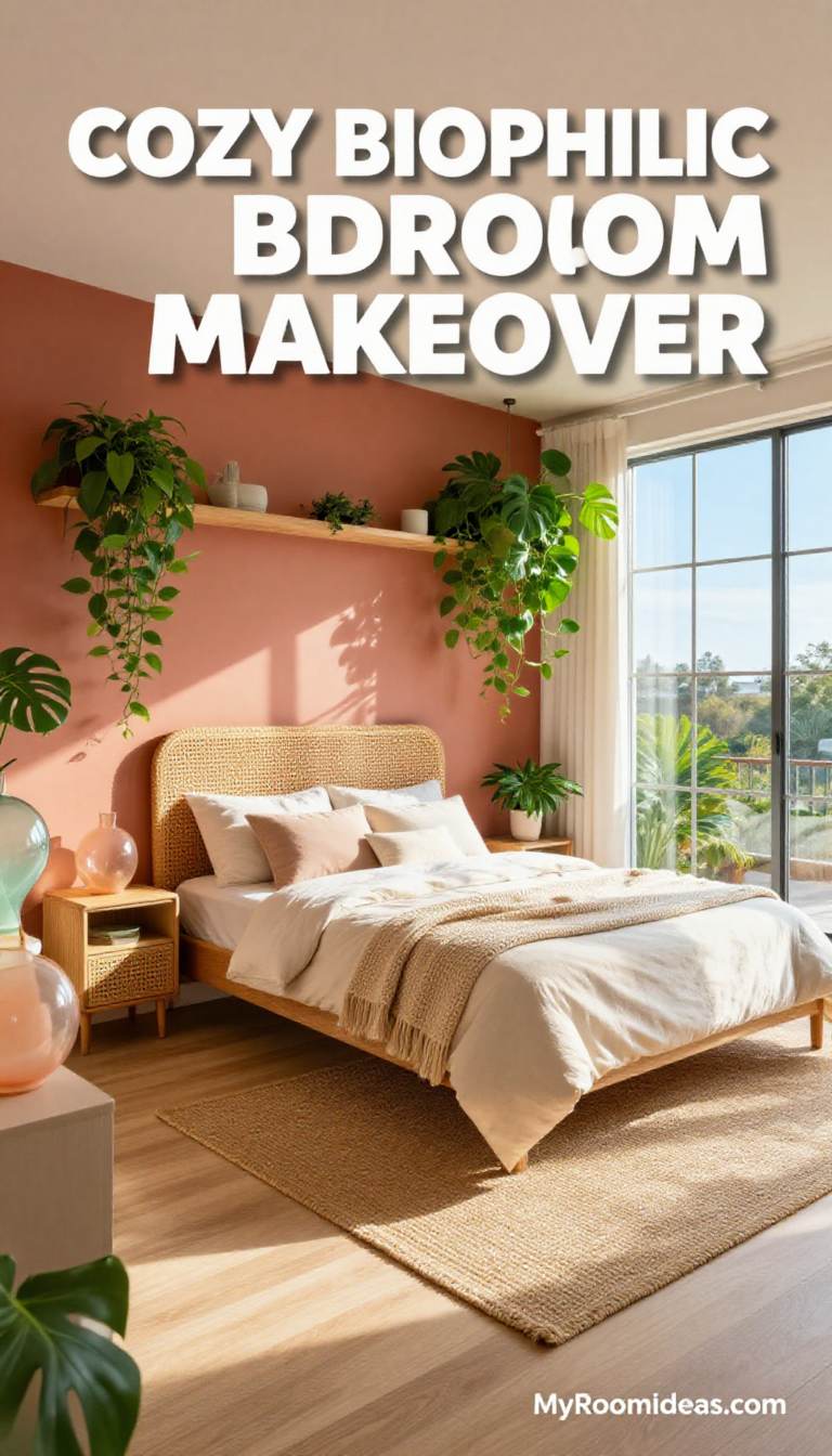 Cozy Biophilic Condo Bedroom Makeover - Terracotta Accents & Rattan Textures