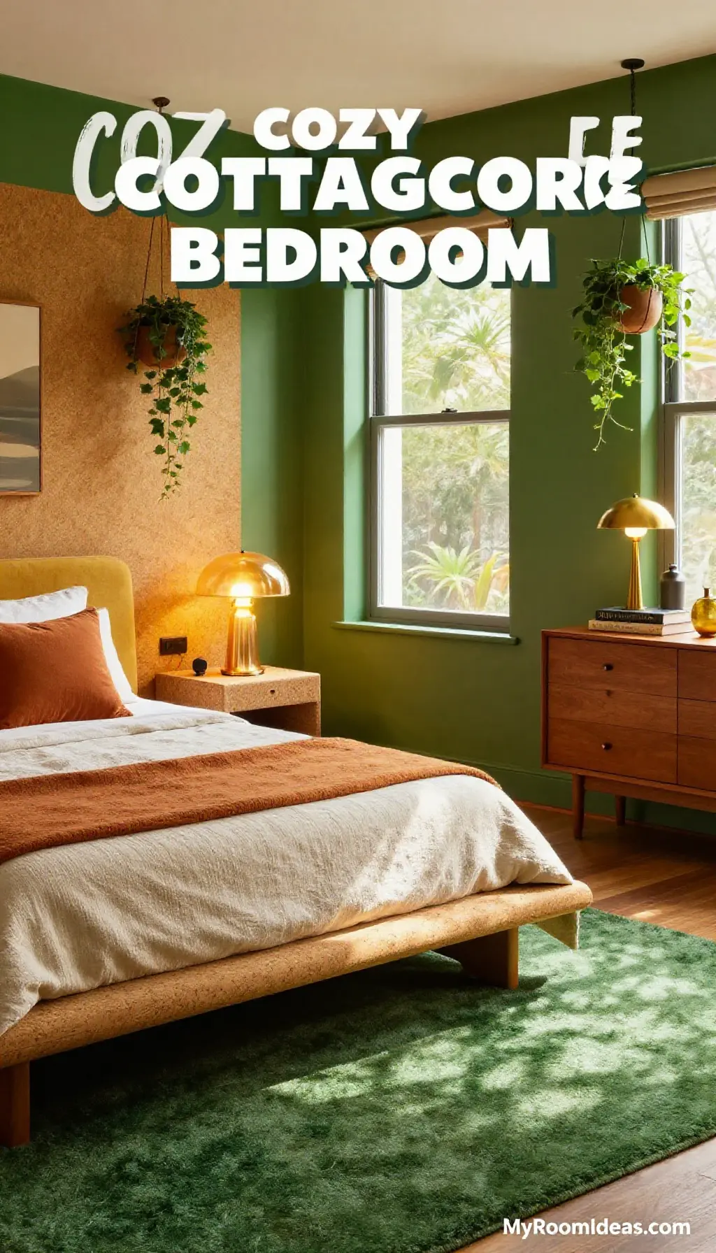 Cozy Cottagecore Dream Bedroom with Earthy Cork & Linen Accents