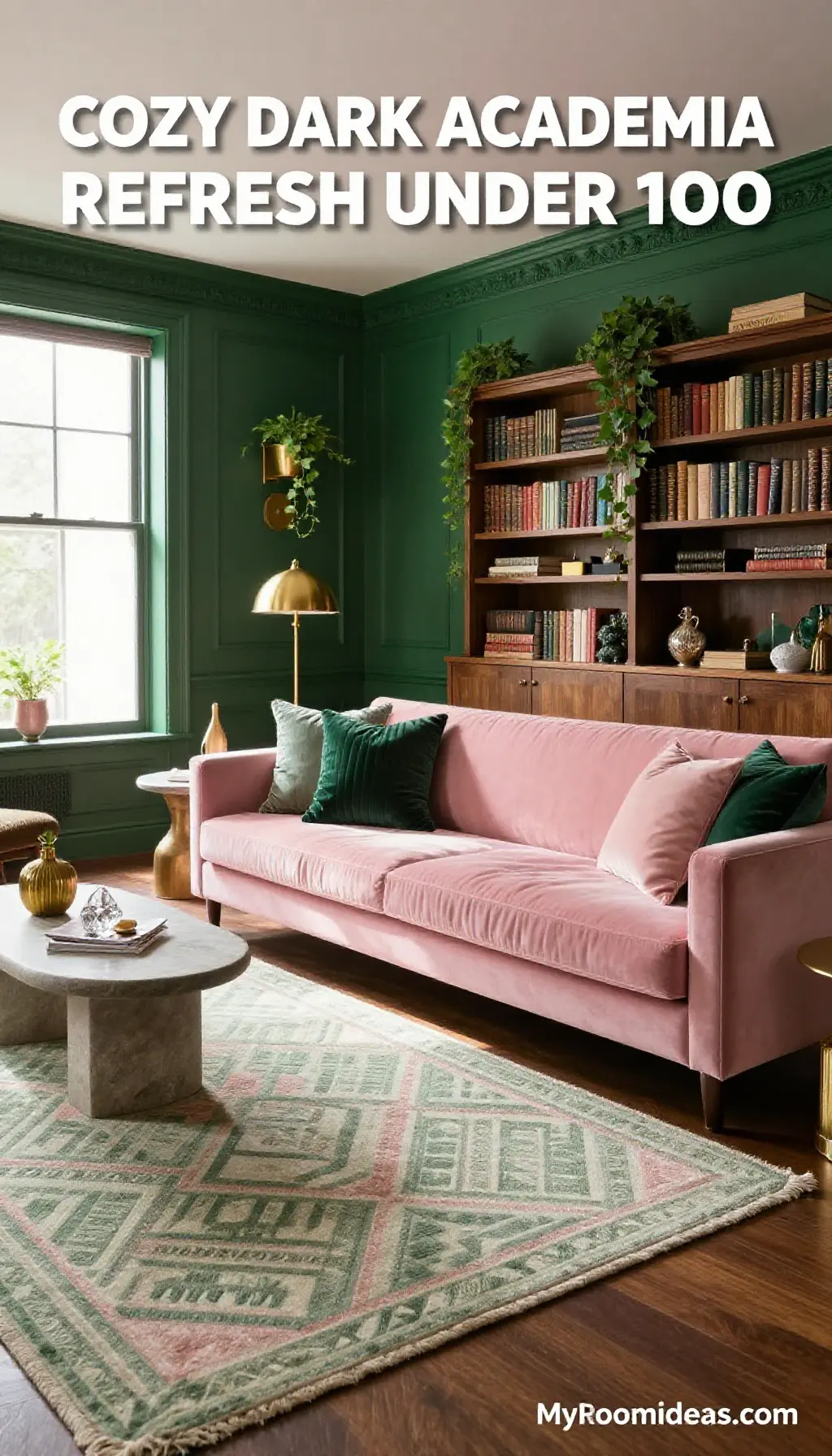 Cozy Dark Academia Condo Living Room Refresh Under $100 - Handwoven Rugs & Ribbed Velvet Accents