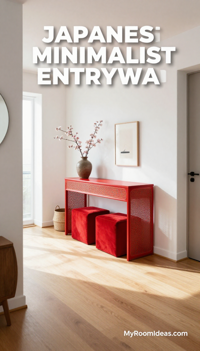 Minimalist Japanese-Inspired Condo Entryway Makeover - Crimson Cane Console & Rattan Baskets