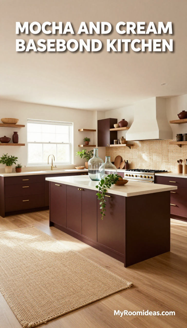 Mocha & Cream Basement Kitchen Makeover with Handwoven Accents