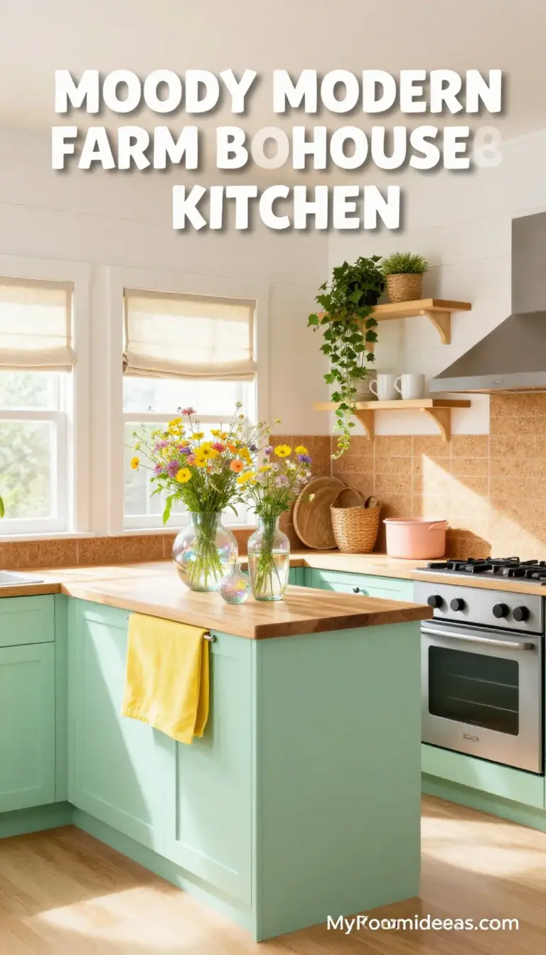 Moody Modern Farmhouse Kitchen Transformation with Dreamy Bubble Vase Display