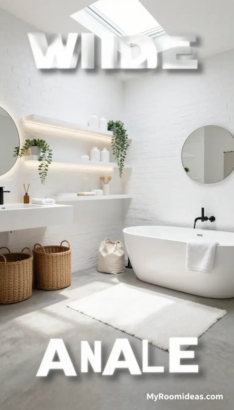 Serene Spa-Like Tiny House Bathroom with Boho Wicker & Canvas Accents