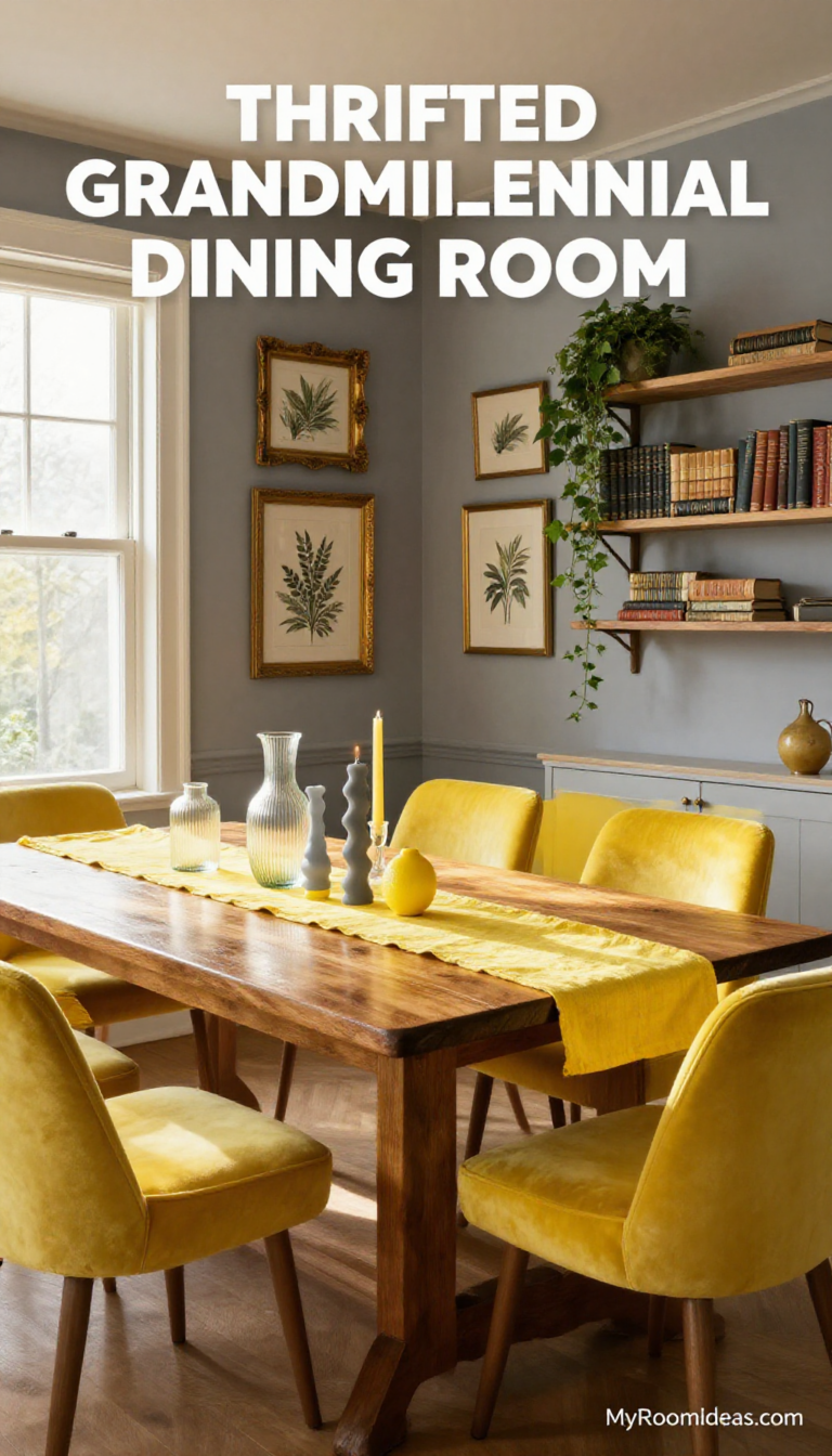 Thrifted Grandmillennial Dining Room: Ribbed Glass & Wood Accents