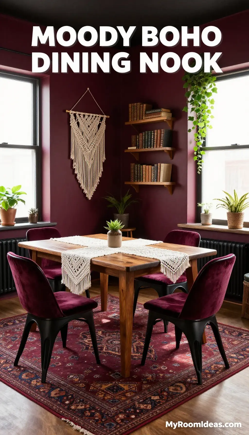 Tiny Loft Dining Nook with Moody Bohemian Charm (IKEA Hacks!)